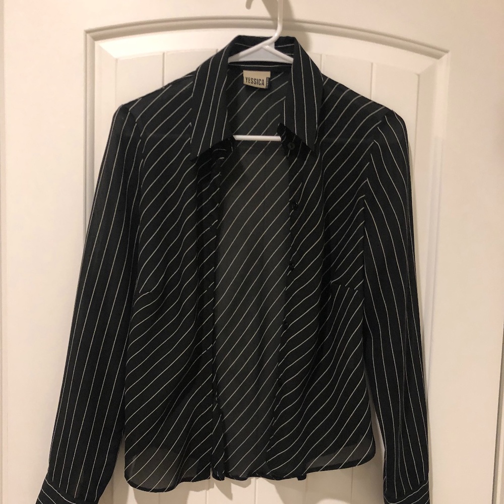 🌟SALE🌟 NWOT Vintage striped black/white striped blouse